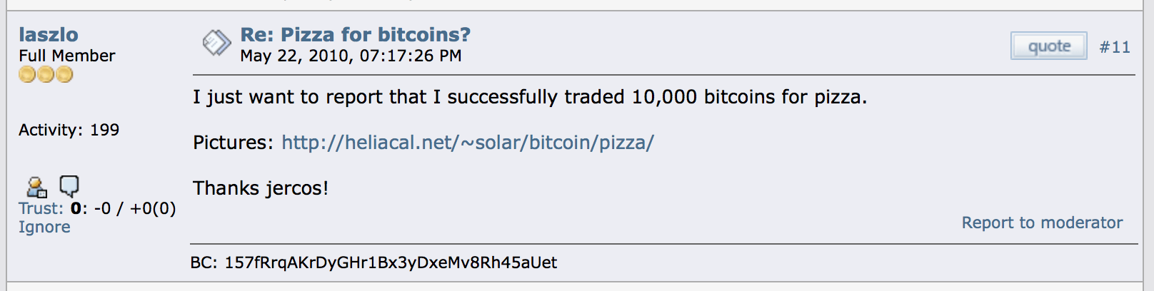 Pizza for bitcoin